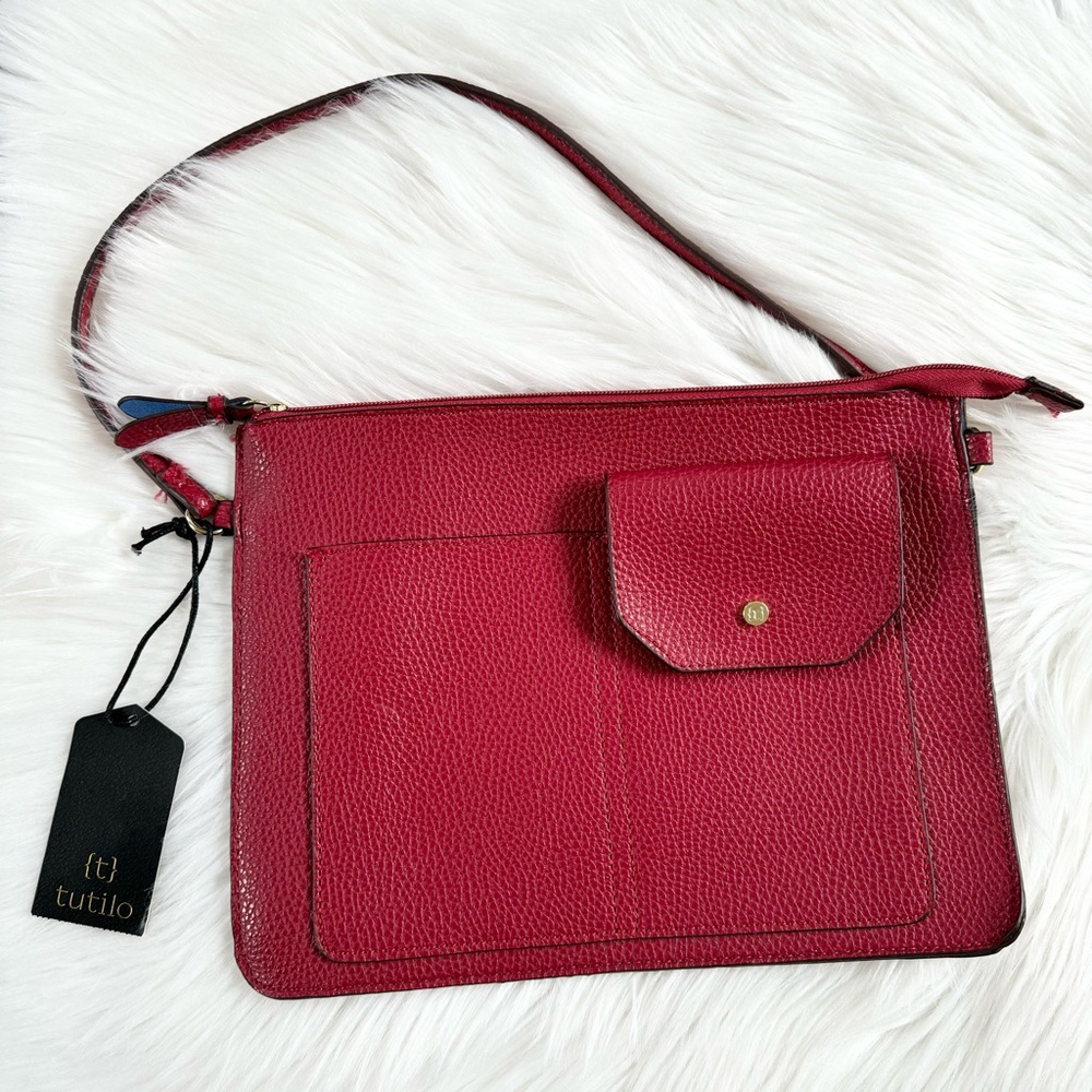 Women’s NWT Tutilo Slim Wristlet Pouch For Smart Accessories Red Faux Leather